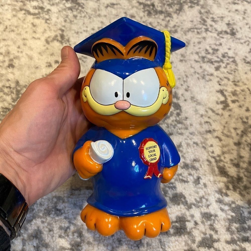 VTG Garfield Graduate Coin Piggy Bank - EUC UNITED FEATURE SYNDICATE 1978-1981